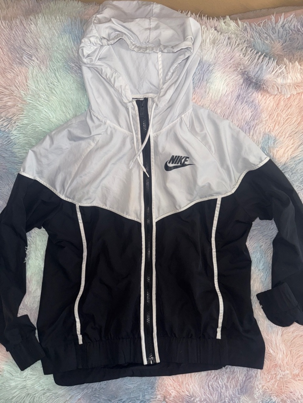 Nike Black and White Hooded wind breaker  Jacket